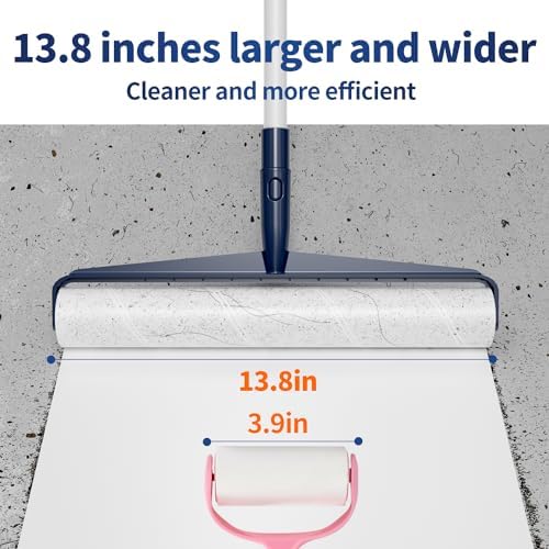 13.8in Large Big XL Jumbo Lint Roller for Floor with Long Handle, Mega Sticky Rollers Pet Hair Remover for Carpet, Bed,Couch，Furniture, Walls, Bathroom & Hair Collector Cleaner with Dog Cat Fur - Image 3