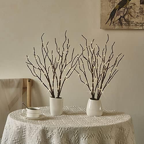Lighted Brown Branches 18IN 70L Warm White Fairy Lights, LED Willow Branch Lights with Timer Battery Operated for Home Bedroom Living Room Vase Decoration - Image 6
