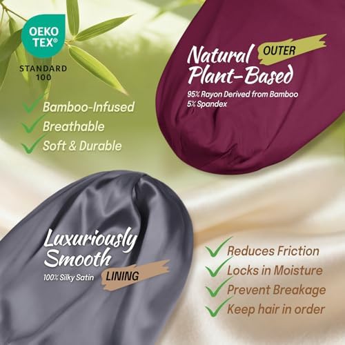 Large Satin Bonnet for Men Sleeping, Dreadlocks Loc Cap for Curly Wave Long - Image 2