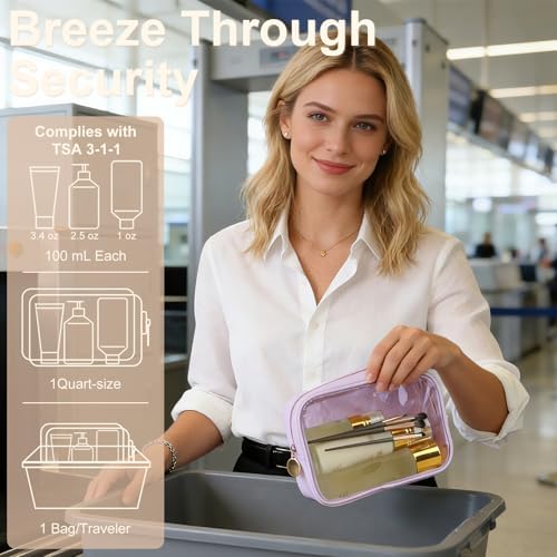 YOPCDJ 4PCS Clear Makeup Bag Set, Waterproof TPU Purse Organizer Pouches, TSA Approved Toiletry Bag, Diaper Bag Organizer Pouch, Travel Organizer Bags for Women and Kids - Image 5