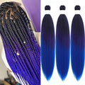 Ombre Braiding Hair Pre Stretched, Knotless Pre Stretched Braiding Hair 26 inch Black Blue Purple Ombre Braids Micro Itch Free Yaki Braiding Hair Extensions by UPerfeBeautyFashion