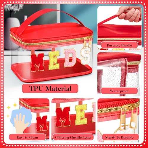 Geetery Meds Travel Bag Red, Meds Chenille Letter Clear - Image 4