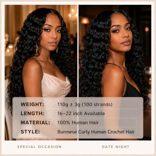Burmese Feather Curly Miracle Knots Crochet Human Hair for black Women - Image 2