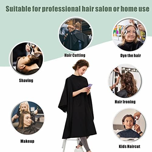 izzycka Professional Barber Cape With Armholes - Hands Free All Purpose 64"x56" Large Waterproof Salon Capes for Hair Stylist - Nylon Hair Cutting Cape For Hair Dye, Hair Color,Haircut - Black - Image 2
