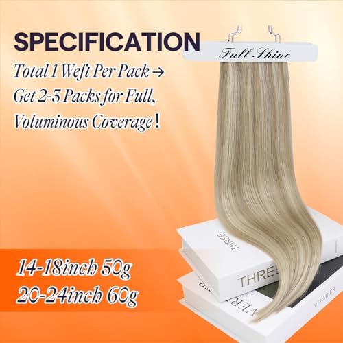 Full Shine Sew In Hair Extensions Real Human Hair Add Volume 18 Inch 50g - Image 4
