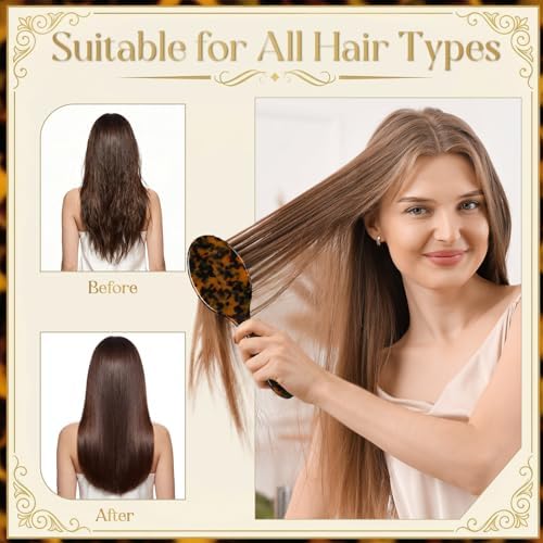 Meanplan Tortoise Shell Hair Comb Set Cellulose Acetate Paddle Detangler Brush Wide Tooth Comb Mini Tail Brushes Kit Grooming Tools for Women Men Thick Thin Curly Wavy Wet Dry Hair Gift - Image 5