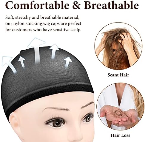 MORGLES 20 Pcs Wig Caps for Women, Stocking Caps for Wigs, Non Slip, Black - Image 3