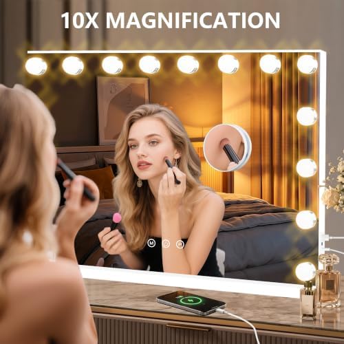 Moonee Vanity Mirror with Lights, 26"×20", with USB Charging Port, White - Image 6