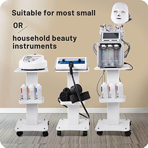 Beauty Trolley Cart with Wheels, 3 Tier Aluminum Beauty Rolling Cart, Hair Salon, Spa Salon, Vacuum Therapy Machine Trolley, Load 135lbs, 26.7 x 13.8 x 15 inch - Image 2