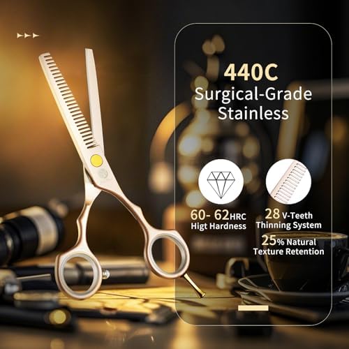 Purple Dragon 5.5 inch Hair Cutting Scissors Set with Razor - Rose Gold - Image 2