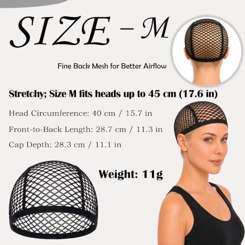 3 Pack Black Crochet Wig Caps for Wig Making - Image 2