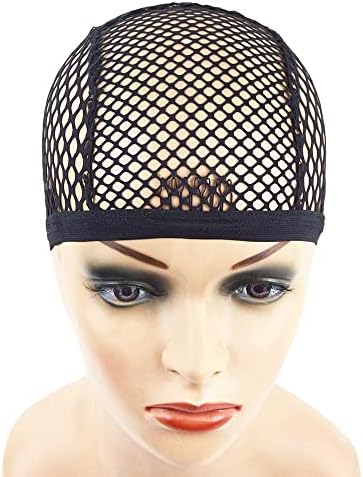 YANTAISIYU 1 Piece Wig Cap Black Stretchable Crochet Wig Cap with 4 Hair Clips Mesh Braided Wig Cap for Making Wig - Image 2