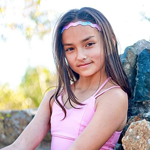 FROG SAC 6 Glitter Headbands for Girls, Adjustable Non Slip Thin Elastic Hair Bands for Kids, Stretch Heart Zig Zag Girl Hair Accessories, Sparkly Headband, Head Band Hairband (Multicolor 2, Kids) - Image 6