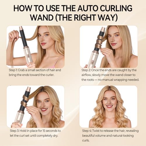 5-in-1 Hair Dryer Brush, Hot Air Styler with Curling Attachments - Image 5
