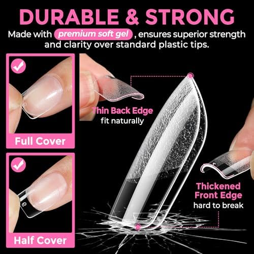 UNA GELLA Extra Short Square Nail Tips XS 216pcs Soft Gel Tips - Image 5