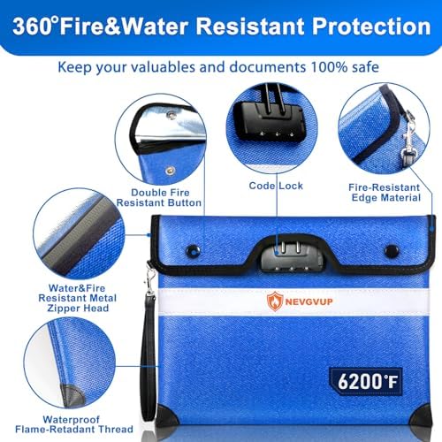 6200°F Upgraded Fireproof Document Bag with Lock, Fireproof Money Bag for Cash with Zipper/Reflective Strip, 9 Layer of Heat Insulated Material, Water Resistant Fire proof Bags for Documents,Safe Bags - Image 5