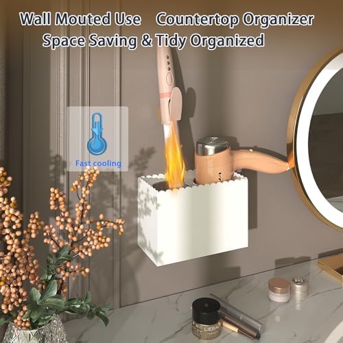 Scalloped 2 Cup Acrylic Hair Tool Organizer Wall Mount for Bathroom - Image 2