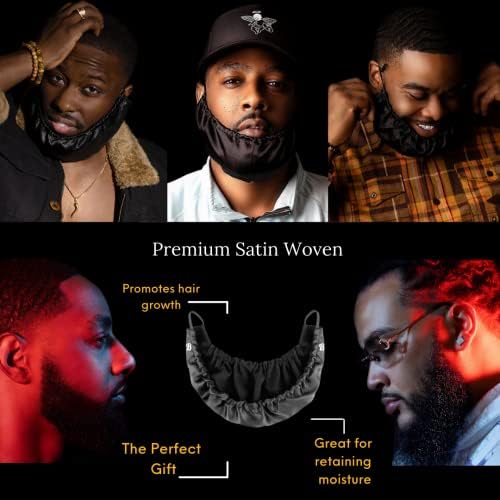 Black Satin Beard Bonnet for Men – Adjustable Beard Conditioning Cap for Sleeping, Retains Beard Oil & Moisture, Helps Prevent Itching, Split Ends & Breakage, Durag styled - Image 2