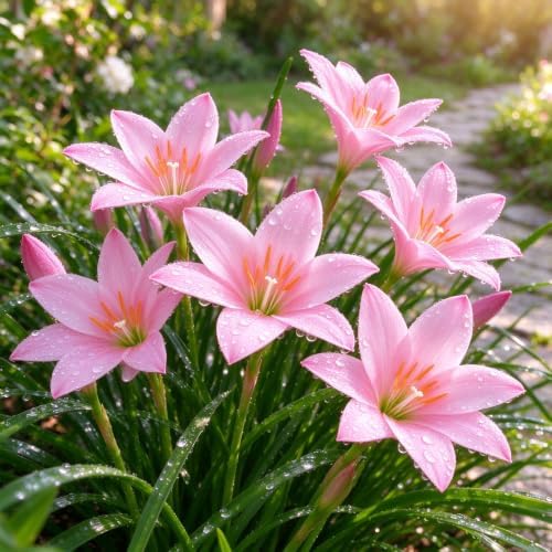 Rain Lily Bulbs, Zephyranthes, Decorative Perennial Flower Bulbs for Home, Landscape & Garden Ornament, Easy to Grow，E：15Bulbs by Unknown