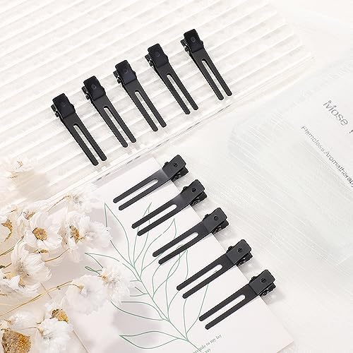 choicbaby 120pcs Double Prong Curl Clips, 1.8' Stainless Steel Hair Clips for Hair Bow, Great Pin Curl Clip, Hair Salon Barber (Black, 1.8 inches, 4.5 cm) - Image 3
