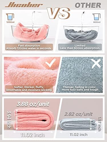 Hicober Microfiber Hair Towel Wrap for Women, Blue Grey Pink, 3-Pack - Image 2
