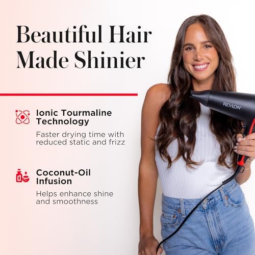 REVLON SmoothStay 1875 Watt Coconut Oil Infused Hair Dryer with Diffuser - Image 3