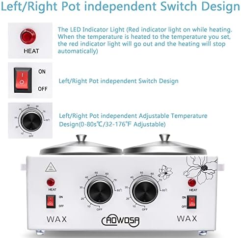 Professional Waxing Kit Wax Warmer Double Pot Wax Heater for Hair Removal - Image 4