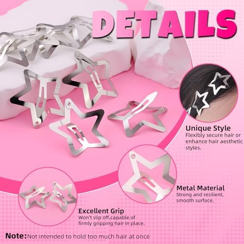 16 PCS Silver Star Hair Clips Star Barrettes, 1.57 Inch Snap Y2K Hair Clips - Image 4