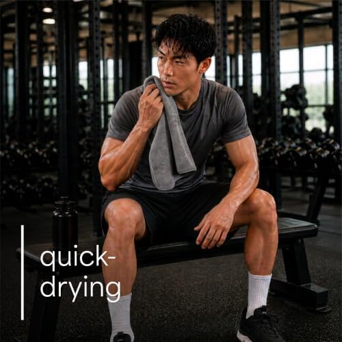 S&T INC. Microfiber Gym Towels, 3 Pack, 16" x 27", Dark Grey - Image 4