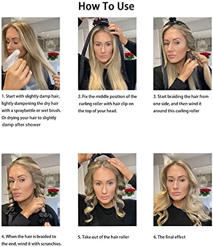 BATOUDE Heatless Curling Rod Headband No Heat Silk Ribbon Curling Rod Hair Roller Curls with Hair Claw Clip Lazy Natural Soft Wave DIY Hair Rollers Styling Tool for Sleep in Overnight (Bao) - Image 6