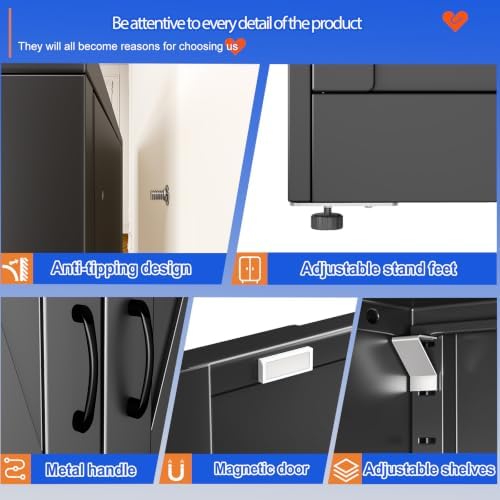 GAIOUS 79" Tall New Update Kitchen Pantry Cabinet, Metal Storage Cabinet - Image 5