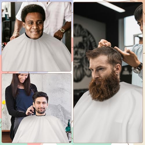 Professional Hair Cutting Cape with Neck Duster Brush, Large Size Salon Barber Cape for Men, Women and Kids(White) - Image 7