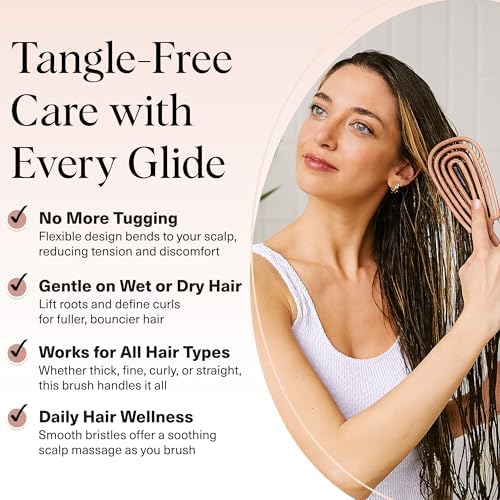 Kitsch Flexi Flow Detangler Brush, Hair Brushes For Women - Terracotta - Image 2