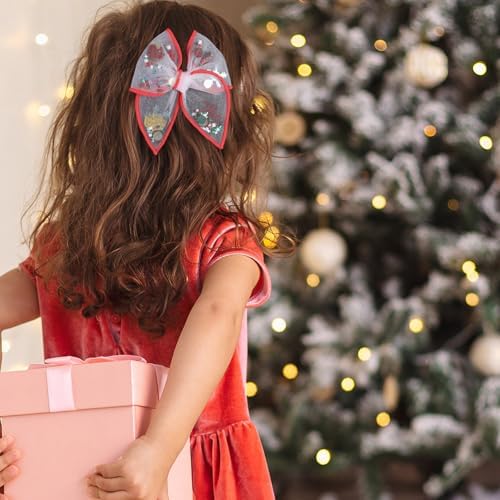 Christmas Bow for Girls Women 4in Red Elk Mesh Tulle Fable Hair Bow Alligator Clips for Teen Toddler Kids Xmas Holiday Party Dress Decor Accessory Gift Set of 2 - Image 4