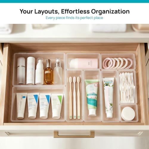 Vtopmart 44 PCS Drawer Organizers Set for Vanity Bathroom Makeup Desk - Image 5