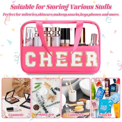 BuyCard Cheer Chenille Letter Bags Clear Makeup Bag, Cheerleader Gift Bag - Image 4