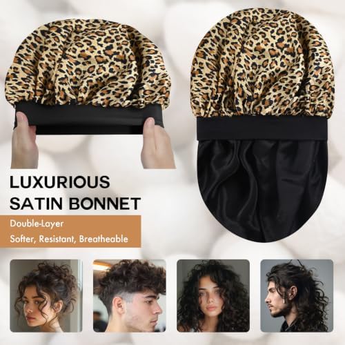 Satin Silk Bonnet for Hair, Double Layer Sleep Cap for Men & Women - Image 4