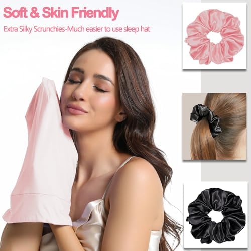 Satin Bonnets for Sleeping Adjustable Silk Lined Bonnet Sleep Cap Hair Wrap - Image 7