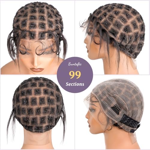 Braided Wig Cap With Human Baby Hair Crochet Wig Cap For Crochet Braids Hair Glueless Double Full Hd Lace Wig Caps For Black Women(#1B Black,99 Sections) - Image 5