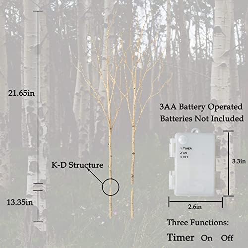 Birchlitland Lighted Birch Branches 32IN 100 LED with Timer Battery Operated, Artificial Tree Branch with Warm,Willow Branch Lights for Home Bedroom Fireplace Christmas Holiday Decoration - Image 3