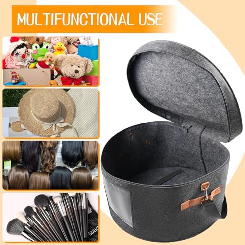 Wig Storage Boxes,Wig Travel Cases Foldable for Multiple Wigs for Men and Women,Yarn Organizer, Cosmetic Cabinet Storage Bag (Dark Grey) - Image 4
