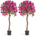 Goplus 53” Bougainvillea Artificial Tree, 2 Pack Faux Silk Flower Tree in Pot w/ 576 Flowers, 288 Leaves, Tall Fake Floor Plant, Artificial Plants for Indoor Outdoor Bedroom Living Room Decor by Goplus