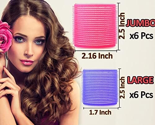 BESSEEK Hair Rollers Sets, 12 Pcs Self Grip Salon Hair Dressing Curlers, Jumbo Large Rollers for Long Short Hair, DIY Curly Hairstyle for Women, Heat-free Hair Curlers (6XLarge+6XMedium) - Image 6