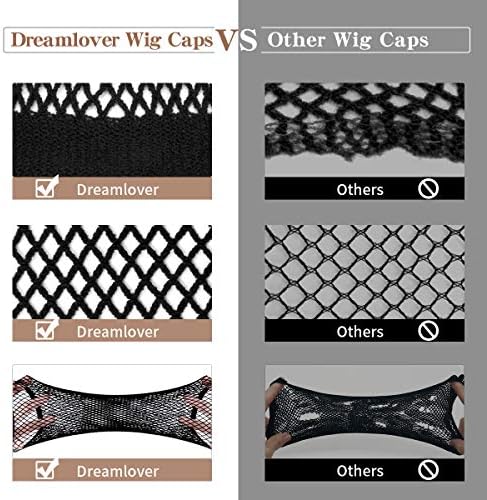 Dreamlover Black Mesh Wig Cap for Long Hair, 3 Pieces - Image 7