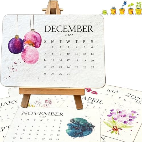 Plantable Love Seed Calendar 2027 with 12-Month Wildflower Paper (1Pcs) by Xiuboo