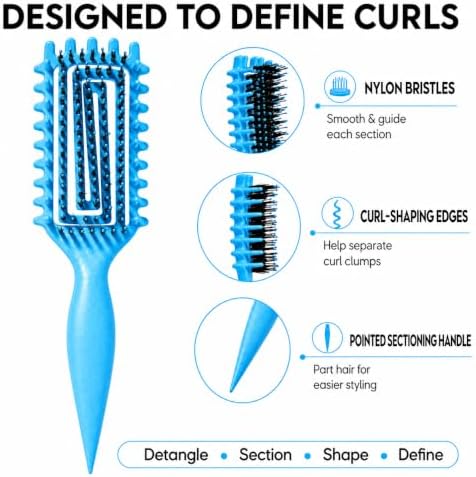 Curly Hair Brush Candybrush Curl Defining Brush for Detangling Shaping and Defining Curls for Women, Men, Wet & Dry Hair (Sky Blue) - Image 2