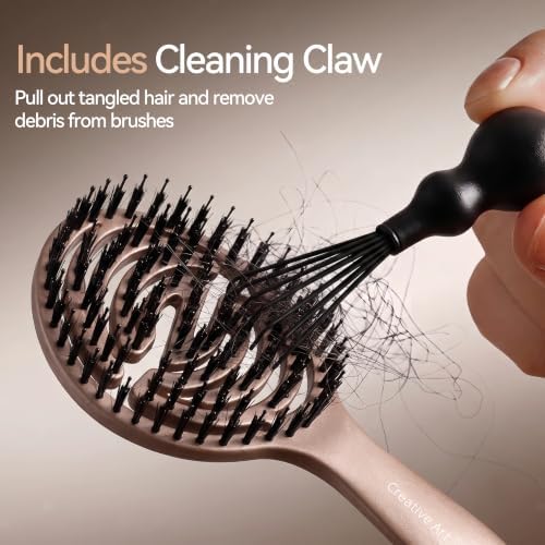 Travel Boar Bristle Hair Brush, Mini Small Pocket Hairbrush For Women Kids - Image 2