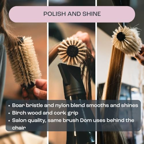 Dom Dom Round Hair Brush, Boar & Nylon Bristles for Blowouts, Small 2in - Image 3
