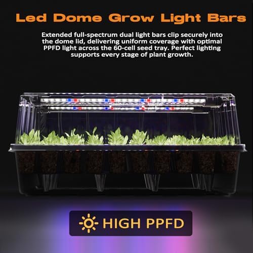 Patigrow 60-Cell Self-Watering Seed Starter Tray with Grow Light, Seed Starter Kit with 4.07” Humidity Dome, Indoor Seedling Starter Tray, Seed Starting Trays for Plant Germination, Seeds Growing - Image 2