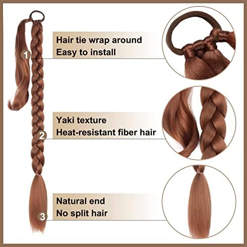 34''' 2 Pack Long DIY Braided Ponytail Extension with Hair Tie for Women - Image 3
